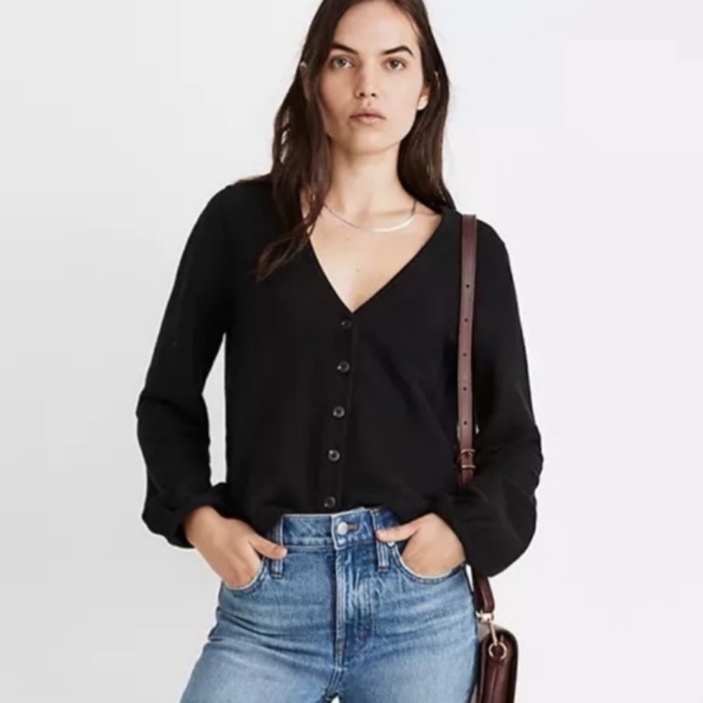Madewell 100% Cotton Black Button up size Small